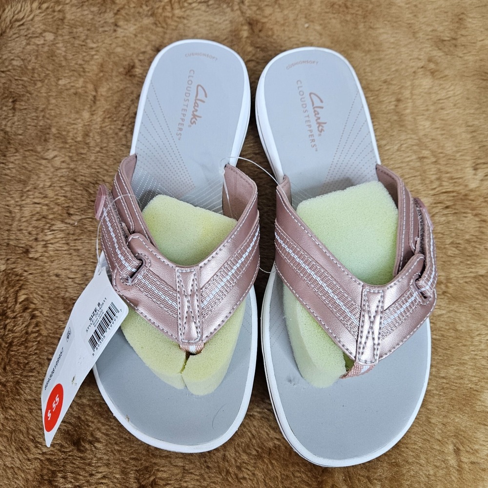 Clarks Women's Rose Gold Brinkley Jazzh Flip Flop Size 8M